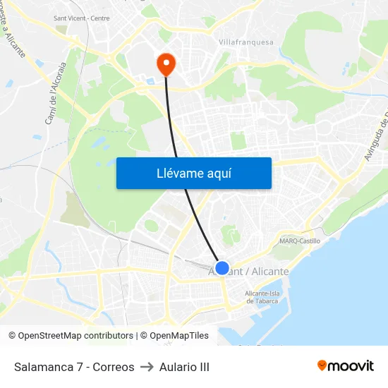 Salamanca 7 - Correos to Aulario III map