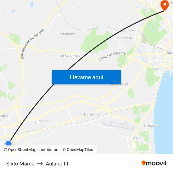 Sixto Marco to Aulario III map