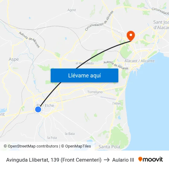 Avinguda Llibertat, 139 (Front Cementeri) to Aulario III map
