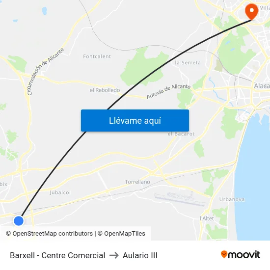 Barxell - Centre Comercial to Aulario III map