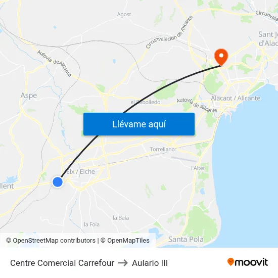 Centre Comercial Carrefour to Aulario III map