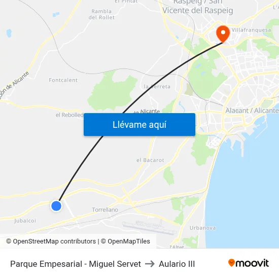 Parque Empesarial - Miguel Servet to Aulario III map