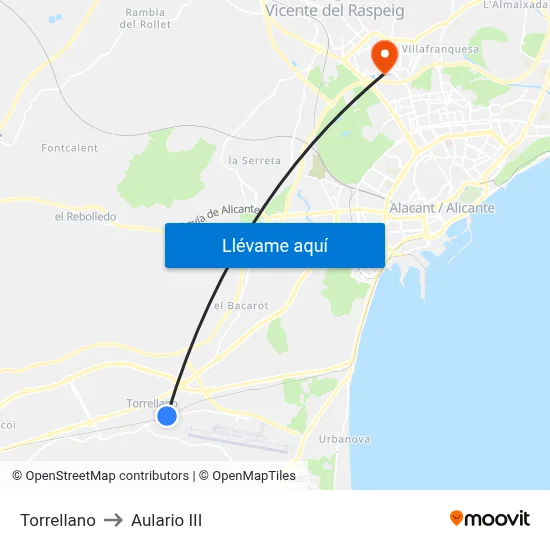 Torrellano to Aulario III map