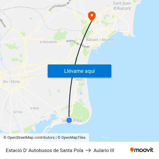 Estació D' Autobusos de Santa Pola to Aulario III map