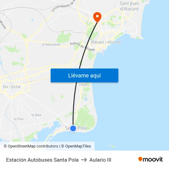 Estación Autobuses Santa Pola to Aulario III map