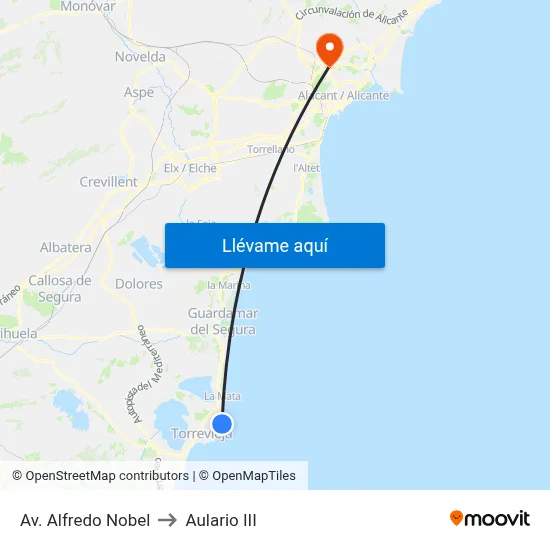Av. Alfredo Nobel to Aulario III map