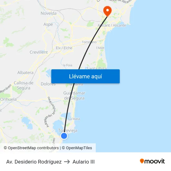Av. Desiderio Rodríguez to Aulario III map