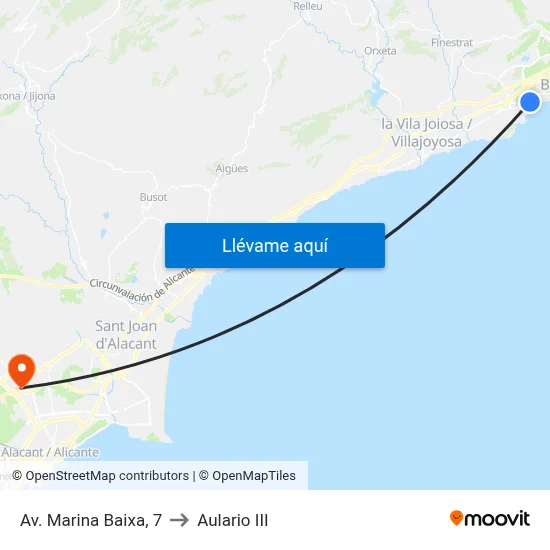 Av. Marina Baixa, 7 to Aulario III map