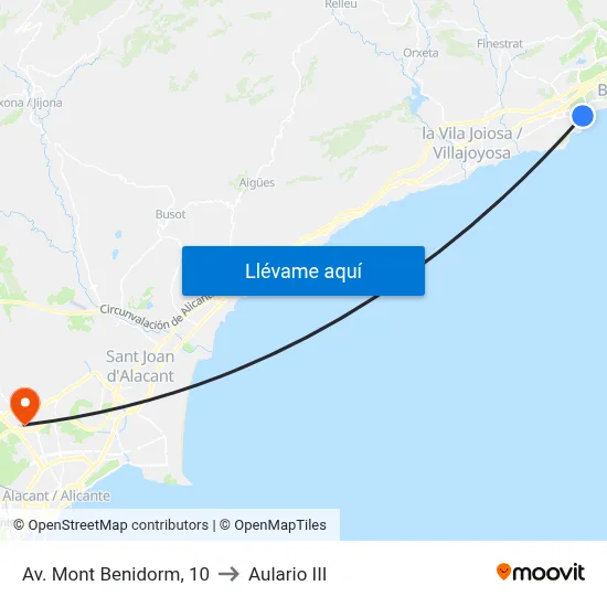 Av. Mont Benidorm, 10 to Aulario III map