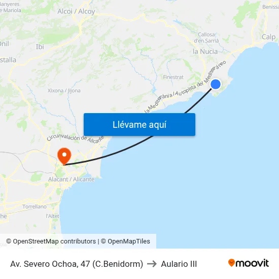 Av. Severo Ochoa, 47 (C.Benidorm) to Aulario III map