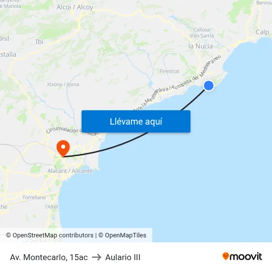 Av. Montecarlo, 15ac to Aulario III map