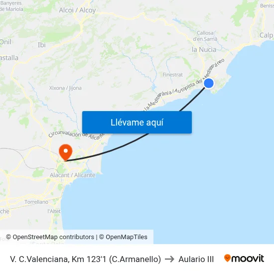 V. C.Valenciana, Km 123'1 (C.Armanello) to Aulario III map