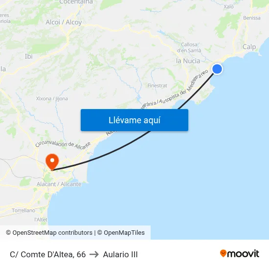 C/ Comte D'Altea, 66 to Aulario III map