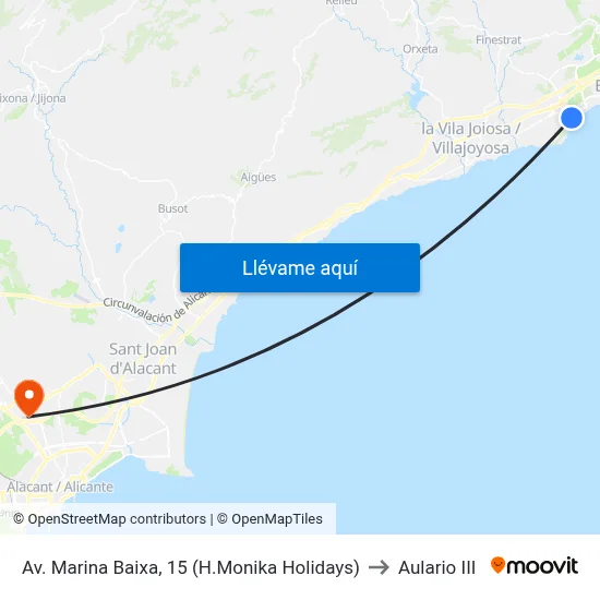 Av. Marina Baixa, 15 (H.Monika Holidays) to Aulario III map