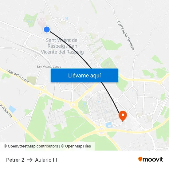 Petrer 2 to Aulario III map
