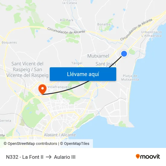 N332 - La Font II to Aulario III map