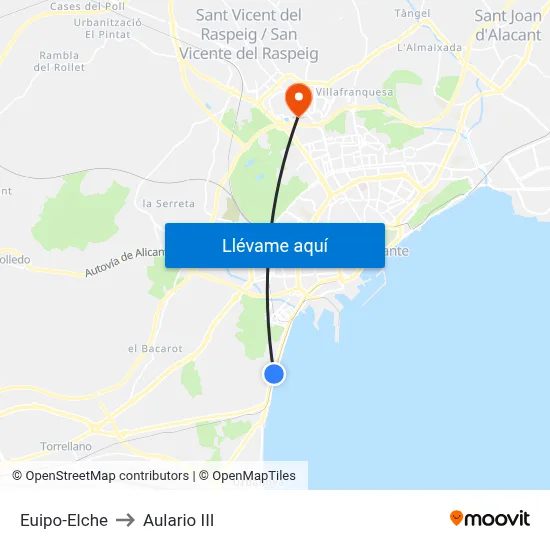 Euipo-Elche to Aulario III map