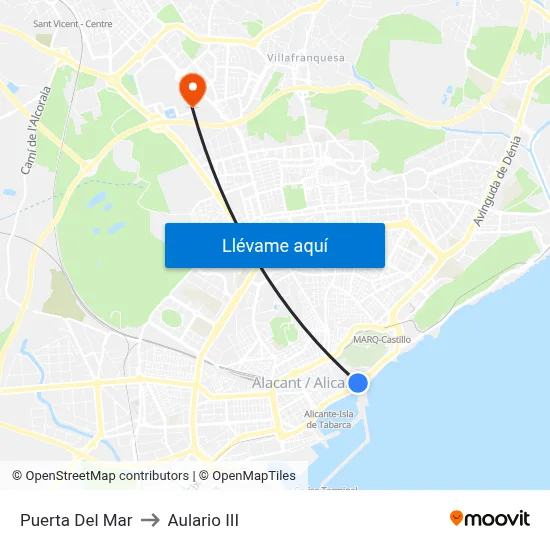 Puerta Del Mar to Aulario III map