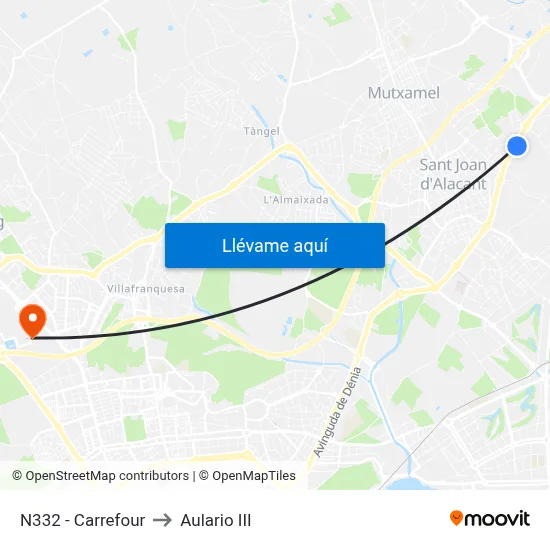 N332 - Carrefour to Aulario III map
