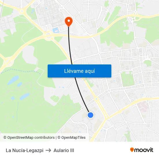 La Nucía-Legazpi to Aulario III map