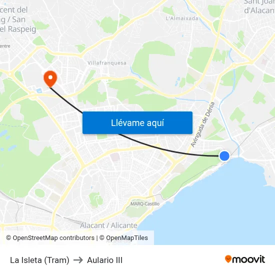 La Isleta (Tram) to Aulario III map