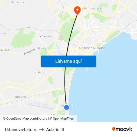 Urbanova-Latorre to Aulario III map