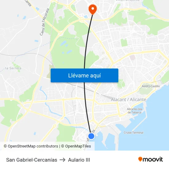 San Gabriel-Cercanías to Aulario III map