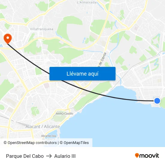 Parque Del Cabo to Aulario III map