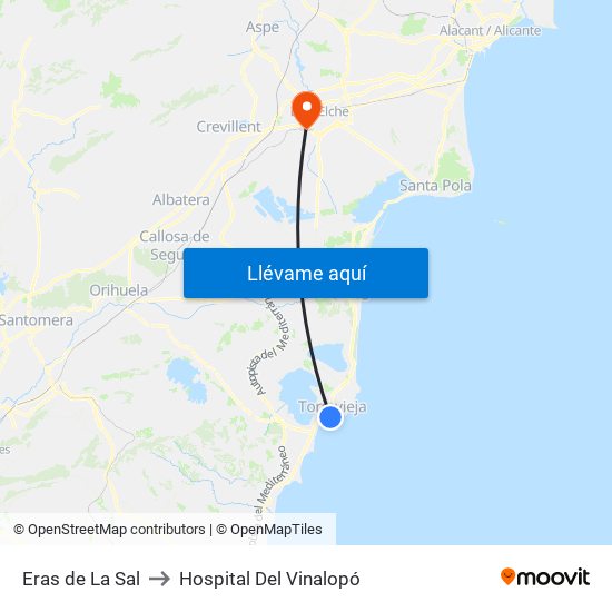 Eras de La Sal to Hospital Del Vinalopó map