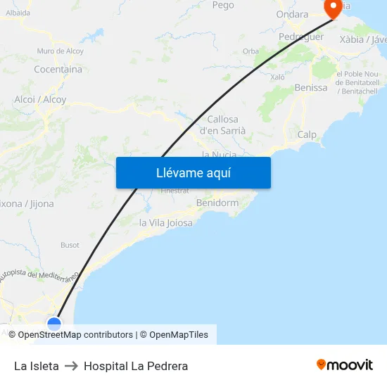 La Isleta to Hospital La Pedrera map