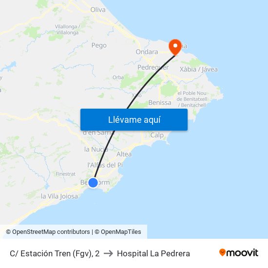 C/ Estación Tren (Fgv), 2 to Hospital La Pedrera map