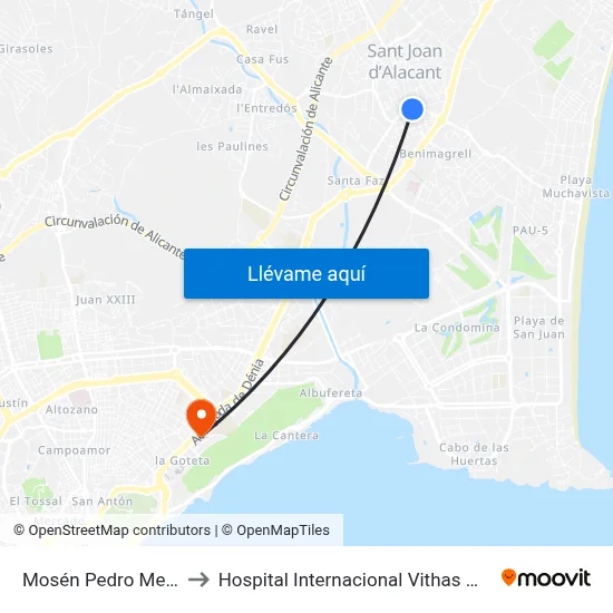 Mosén Pedro Mena 20 to Hospital Internacional Vithas Medimar I map