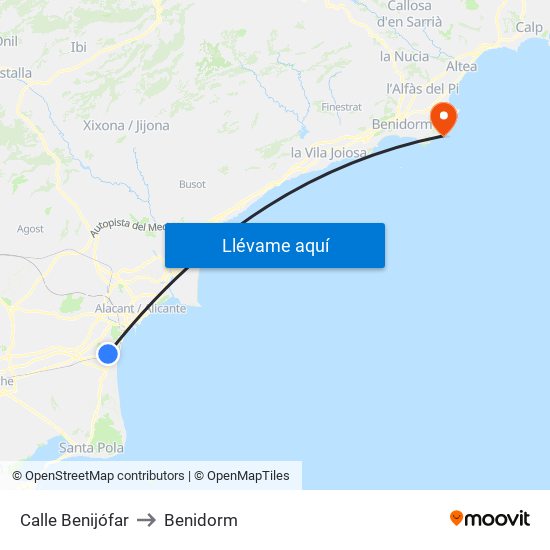Calle Benijófar to Benidorm map