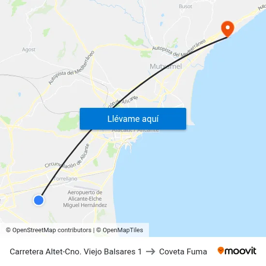 Carretera Altet-Cno. Viejo Balsares 1 to Coveta Fuma map