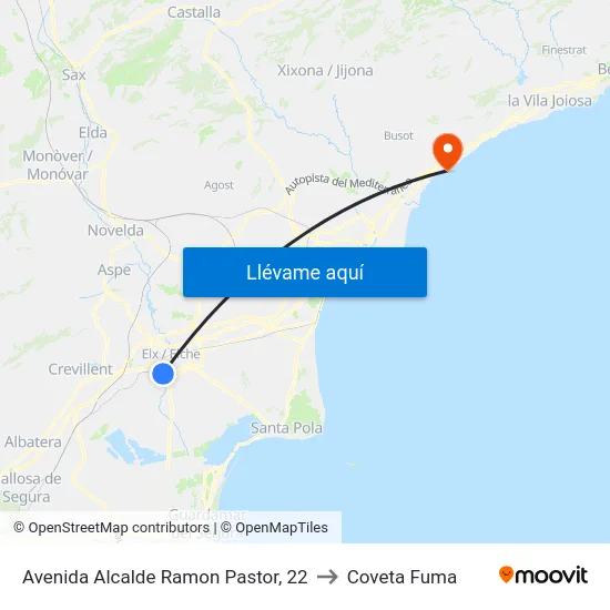 Avenida Alcalde Ramon Pastor, 22 to Coveta Fuma map