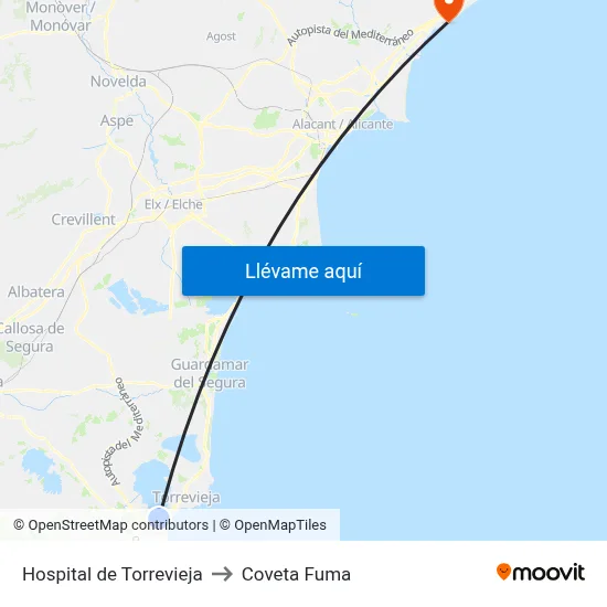 Hospital de Torrevieja to Coveta Fuma map