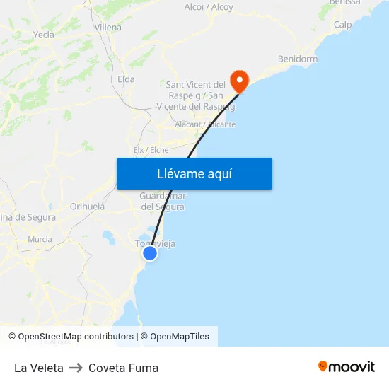 La Veleta to Coveta Fuma map