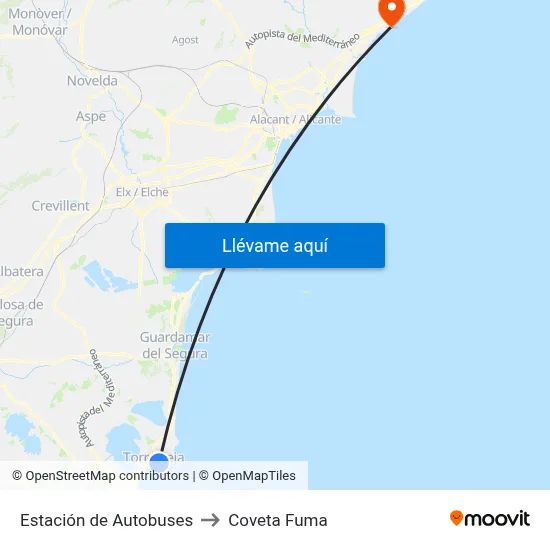Estación de Autobuses to Coveta Fuma map