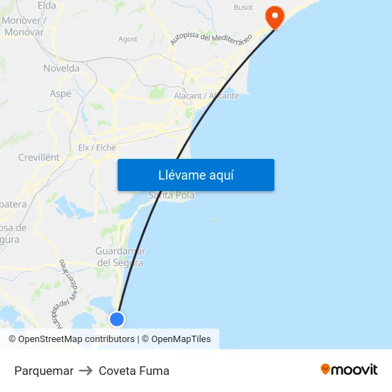 Parquemar to Coveta Fuma map