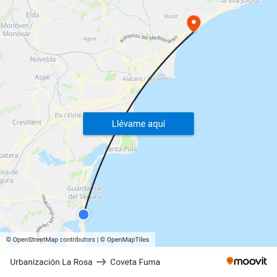 Urbanización La Rosa to Coveta Fuma map