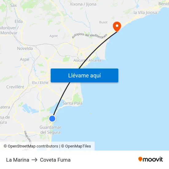 La Marina to Coveta Fuma map