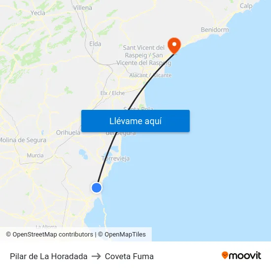 Pilar de La Horadada to Coveta Fuma map