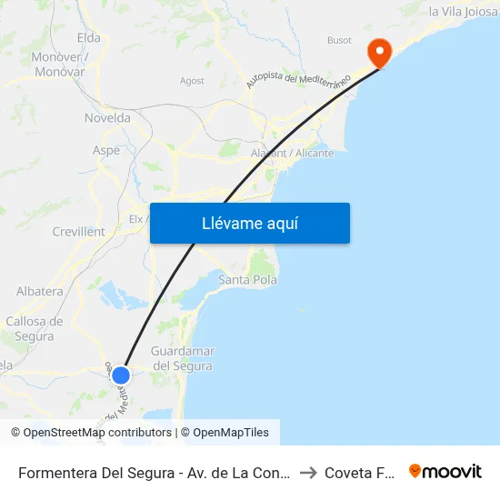 Formentera Del Segura - Av. de La Constitución to Coveta Fuma map