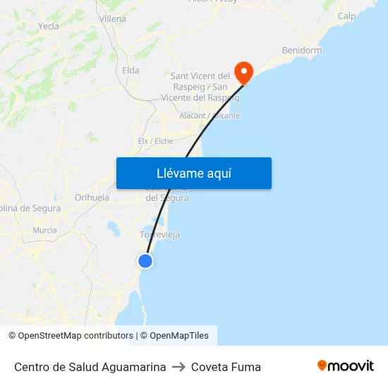 Centro de Salud Aguamarina to Coveta Fuma map