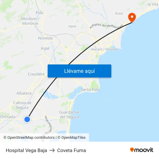 Hospital Vega Baja to Coveta Fuma map