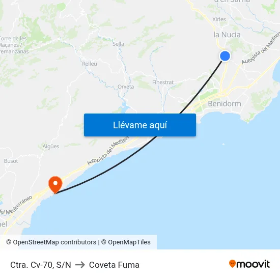 Ctra. Cv-70, S/N to Coveta Fuma map