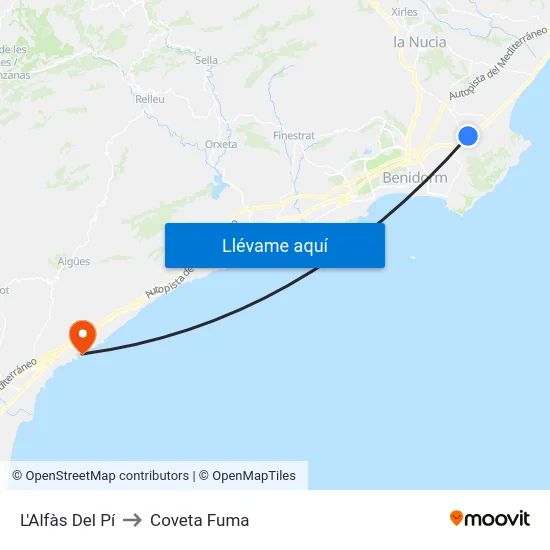 L'Alfàs Del Pí to Coveta Fuma map