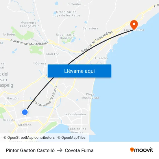 Pintor Gastón Castelló to Coveta Fuma map