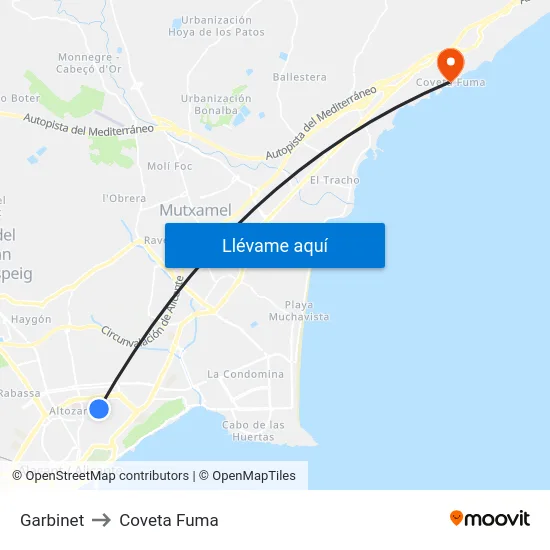 Garbinet to Coveta Fuma map