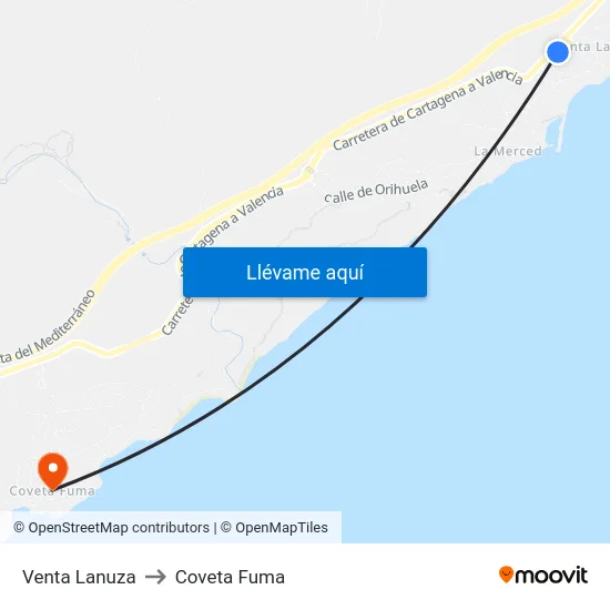 Venta Lanuza to Coveta Fuma map